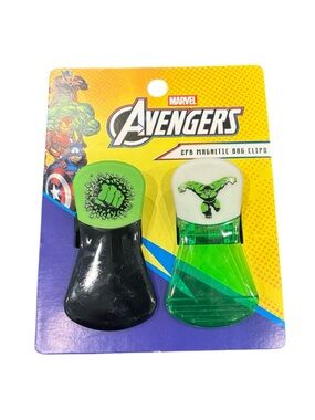 Marvel Avengers Hulk Magnetic Bag Clips - Black & Bright Green 2pk